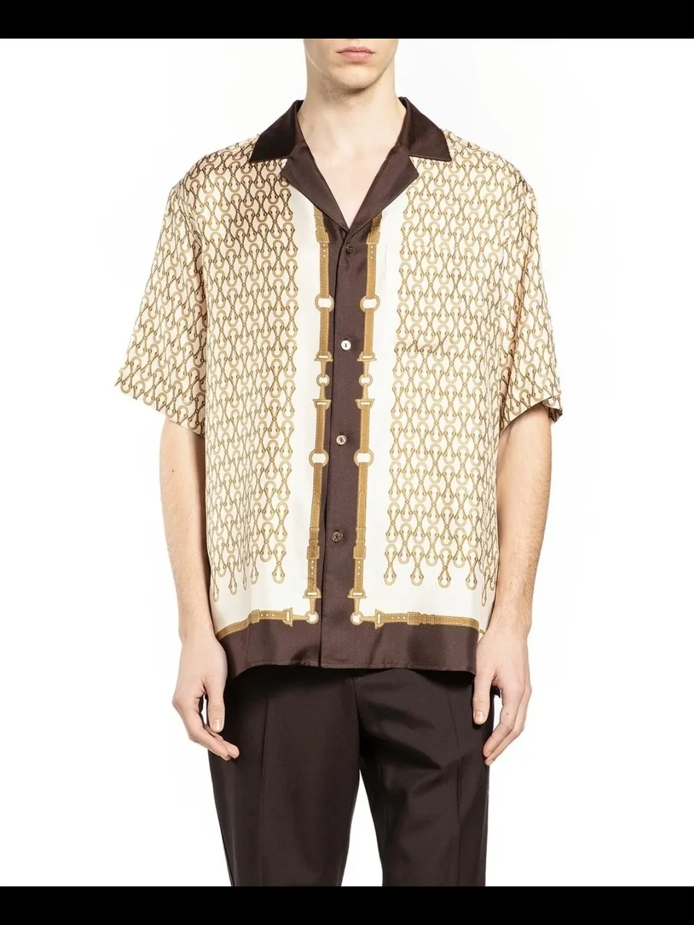 Gucci Equestrian Print Bowling Shirt, M